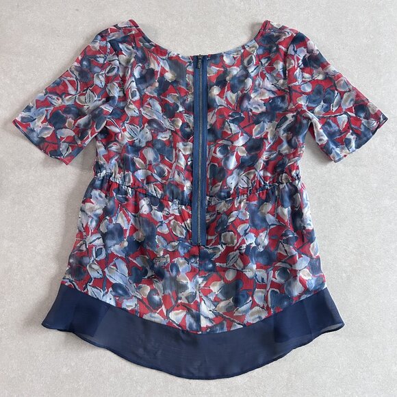 Red and Navy Sheer Floral Blouse ASO Alex Russo - Picture 3 of 6